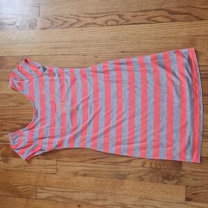 NWT Velvet Torch coral/gray striped low back summer fitted dress size medium